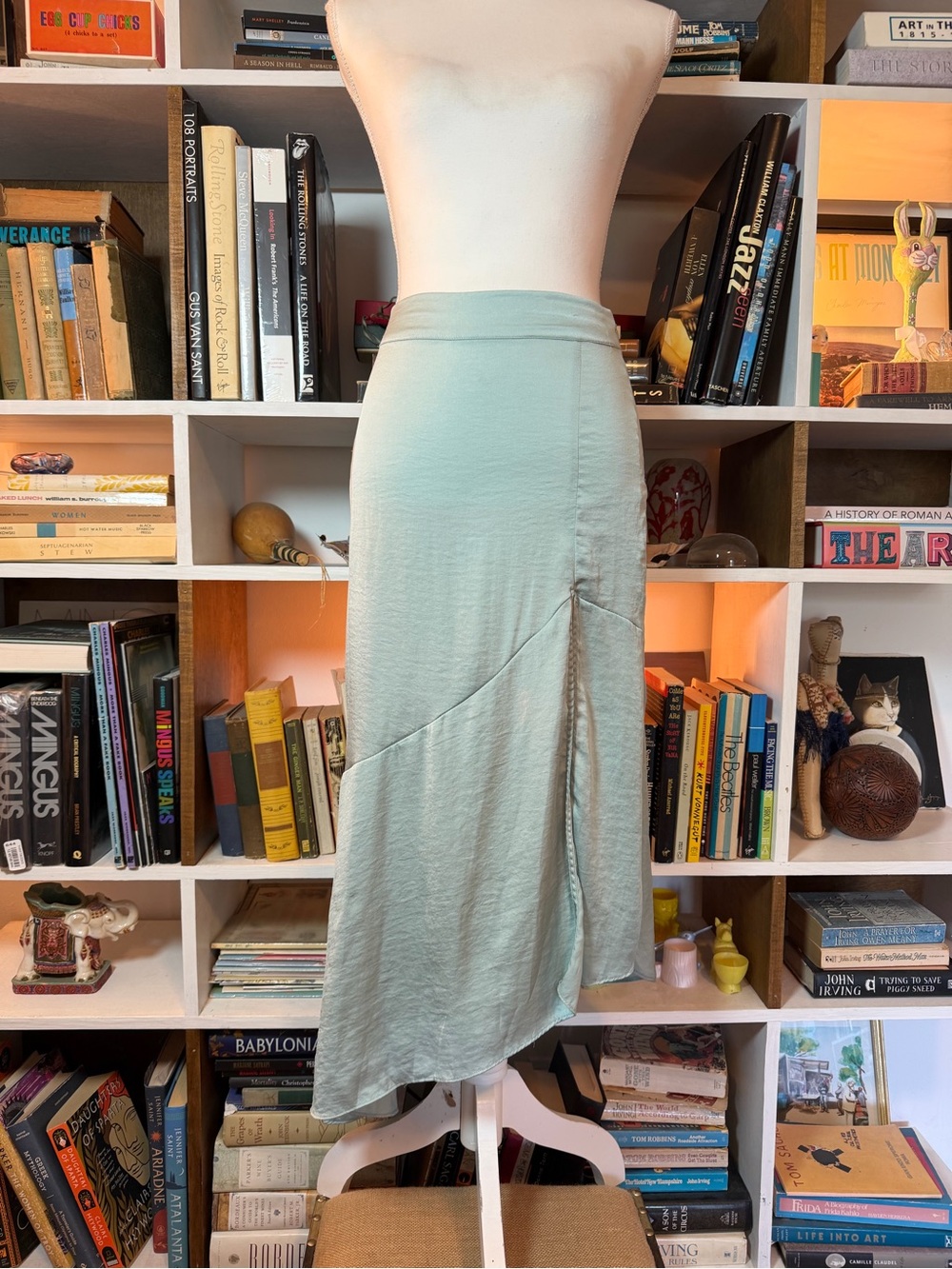 Light Sage Asymmetric Midi Skirt - Women